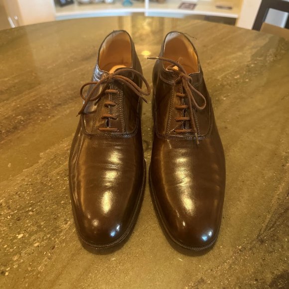 Men's SALVATORE FERRAGAMO Brown Lace up leather oxfords - Size 9.5 Medium